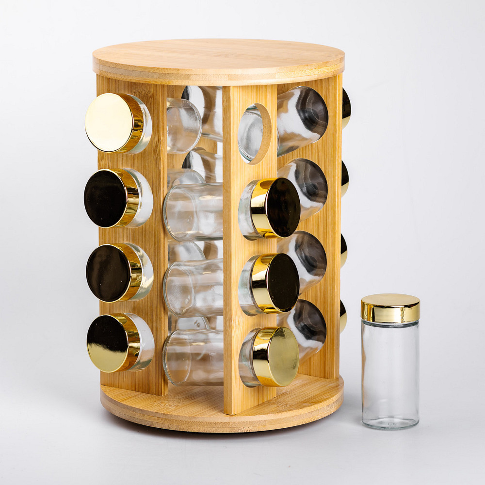 Набор специй на подставке из дерева, 16 стеклянных банок Киев - изображение 2