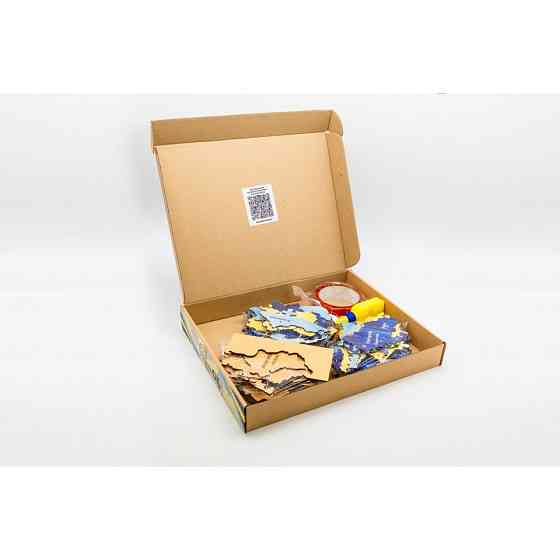 Дерев'яний пазл "Мапа України" Арт-60906 синьо-жовтий 60х90 см Вінниця