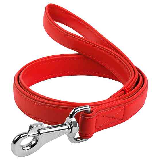 Повідець для собак шкіряний WAUDOG Glamour, Ш 25 мм, Дов 122 см червоний Київ