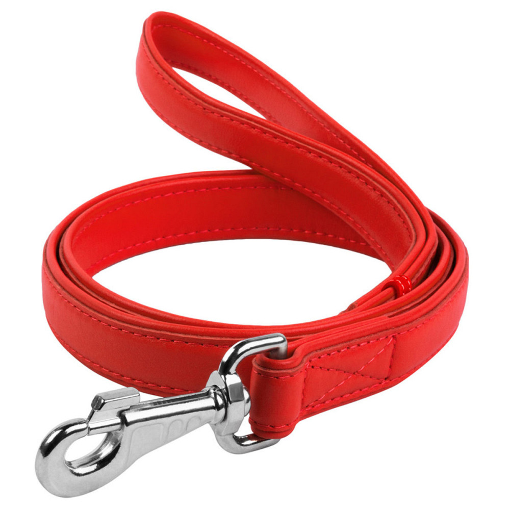 Повідець для собак шкіряний WAUDOG Glamour, Ш 25 мм, Дов 122 см червоний Київ - фото 1