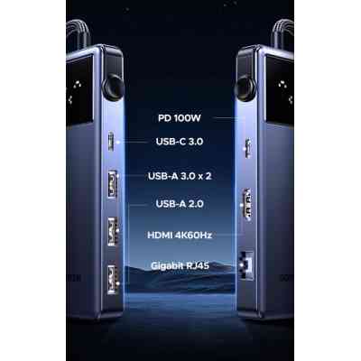 Концентратор Ugreen USB-C 7-in-1 3xUSB + 1xUSB-C + HDMI + RJ45 + PD 100W CM888 gray (45155) Винница