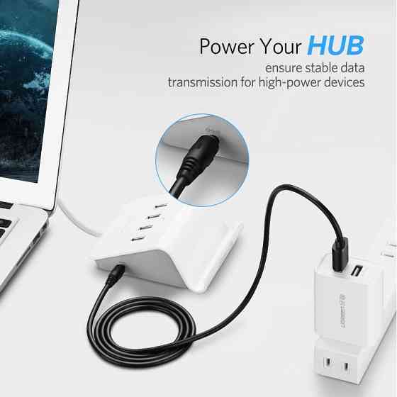 Кабель Ugreen USB 2.0 к DC 3.5x1.35mm US277(10376) (Черный, 1м) Николаев