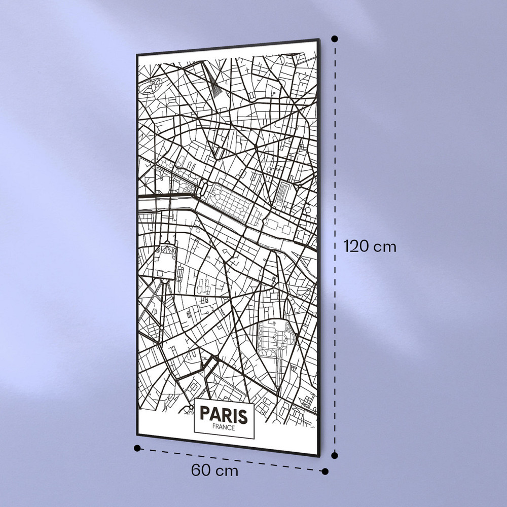 Wonderwall Air Art Умное инфракрасное отопление карта города Париж 60x120 см 700 Вт 60 x 120 см | Карта Парижа Ровно - изображение 7