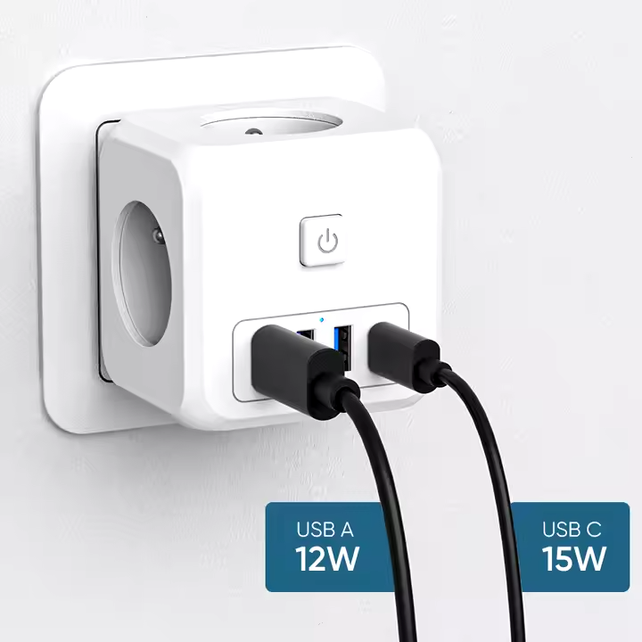 Мережевий фільтр 7в1 трійник, адаптер з вимикачем перехідник з USB Type-C і швидкою зарядкою, колір білий Кам'янець-Подільський - фото 3