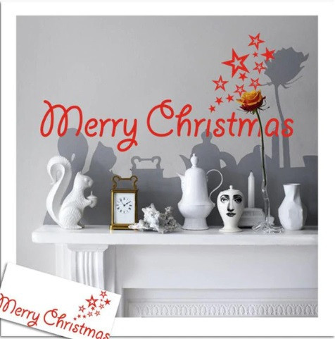 Наклейки на новый год Merry Christmas 57 на 27 см красный Киев - изображение 1