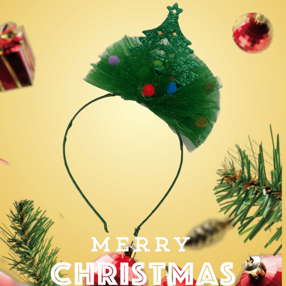Обруч новогодний елочка с фатином на голову one size ручная работа зелёный Киев