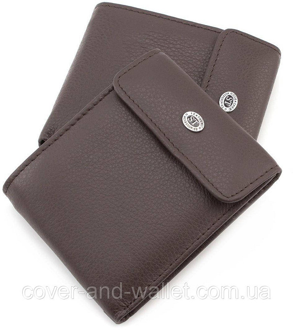 Оригинальный кожаный мужской кошелёк черного цвета ST Leather Киев - изображение 5