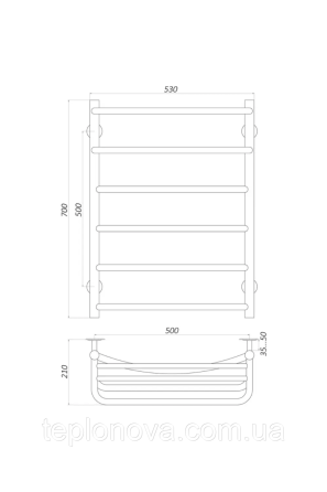 Полотенцесушитель Нержавейка UNIO 700x530-6 Оливия с полкой Черновцы
