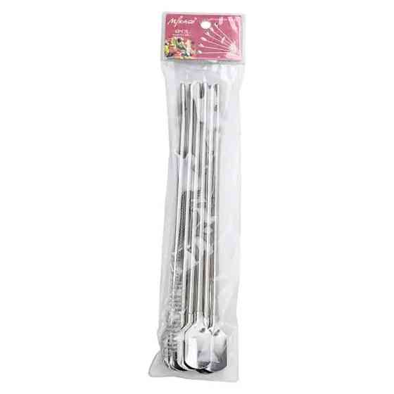 Набір багаторазових ложок-трубочок 6 шт з щіткою, сірий Київ