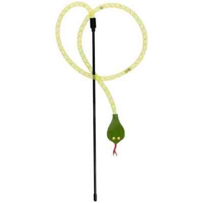 Игрушка для кошек Hippie Pet Удочка с маленькой коброй зеленая 37 см (HIPCW2401007Z) Винница