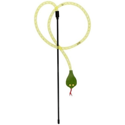 Іграшка для котів Hippie Pet Вудка з маленькою коброю зелена 37 см (HIPCW2401007Z) Вінниця - фото 1