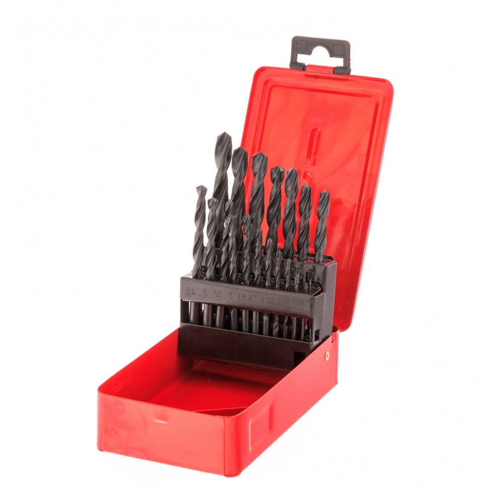 Набор сверл по металлу, 1-10 мм (через 0,5 мм+3,2и4,8 мм), HSS, 21шт, мет.бокс, цилин.хв. SPARTA Полтава - изображение 1