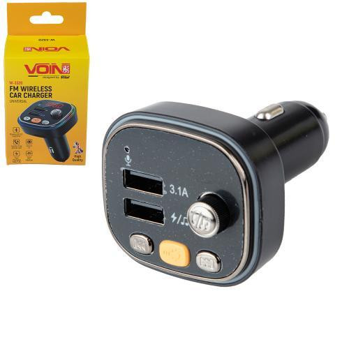 FM модулятор VOIN W-3320 з Bluetooth 5.0, 2 USB 3,1A, Hands-free та підсвіткою, 12-24V Харків - фото 1