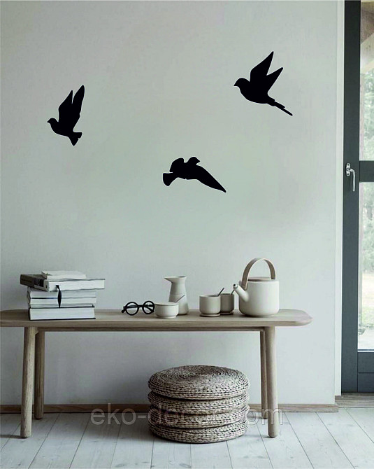 Декоративне настінне Панно «Пташка» Декор на стіну(ціна за 1шт) 30*16 см, Чорний Київ - фото 4