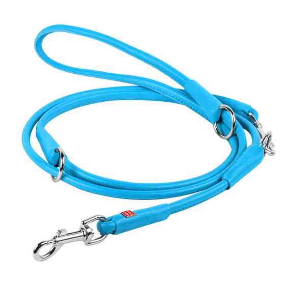 Повідець-перестібка "WAUDOG GLAMOUR" круглий (діаметр 10 мм, довжина 122,142,183см) блакитний Коломыя