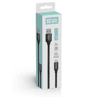 Дата кабель USB 2.0 AM to Type-C 2.0m black ColorWay (CW-CBUC008-BK) Винница
