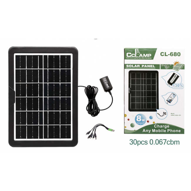 Солнечная панель CLl 680 8Вт с USB выходом 5В, компактная и прочная, для зарядки гаджетов на природе Одесса - изображение 1