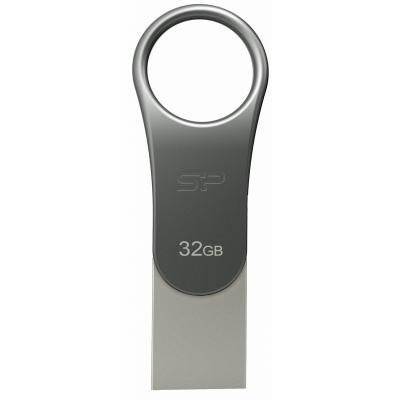 USB флеш накопитель Silicon Power 32GB Mobile C80 Silver USB 3.2 (SP032GBUC3C80V1S) Винница - изображение 1
