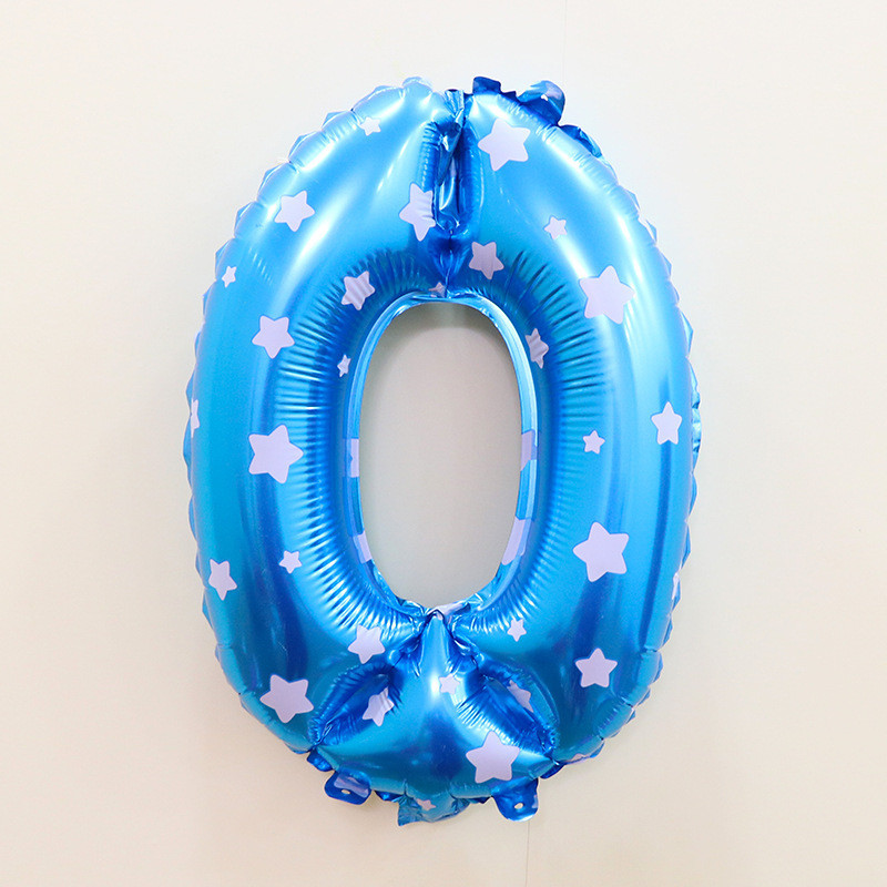 Шарик цифра 0 фольгированная со звездочками 32 дюйма голубой Киев - изображение 3