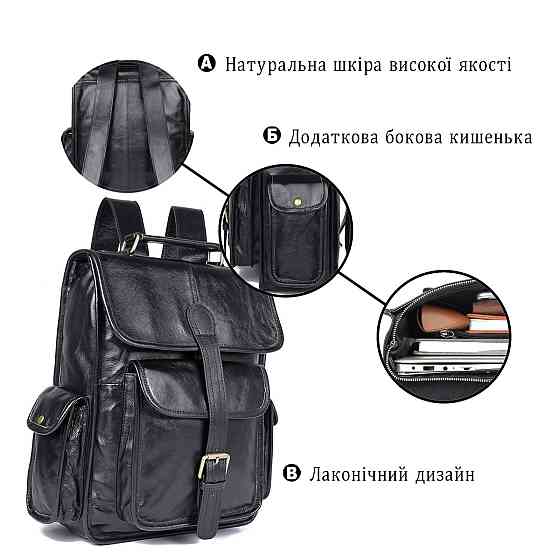 Рюкзак Vintage 14967 кожаный Черный Киев
