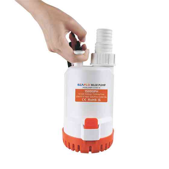 Помпа трюмна діафрагмова SEAFLO 1500 GPH (SFBP1-G1500-18) 12В — Потужний занурювальний насос для катера (5678 л/год) Київ