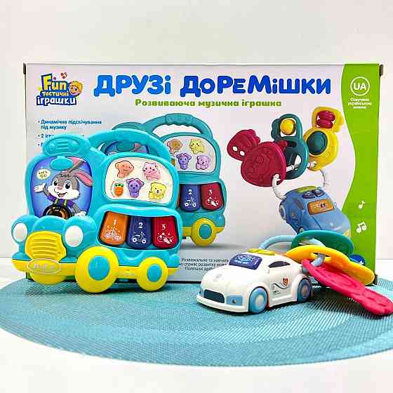 Набір ігровий Limo Toy піаніно машинка брелок музика звук українські вірші світло Блакитний (FT 0027) Чернігів