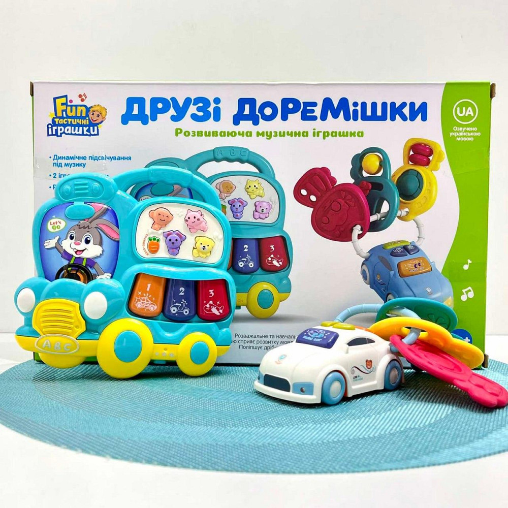 Набір ігровий Limo Toy піаніно машинка брелок музика звук українські вірші світло Блакитний (FT 0027) Чернигов - изображение 6