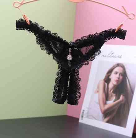 Еротичні трусики з розрізом унісекс універсальний чорний Київ