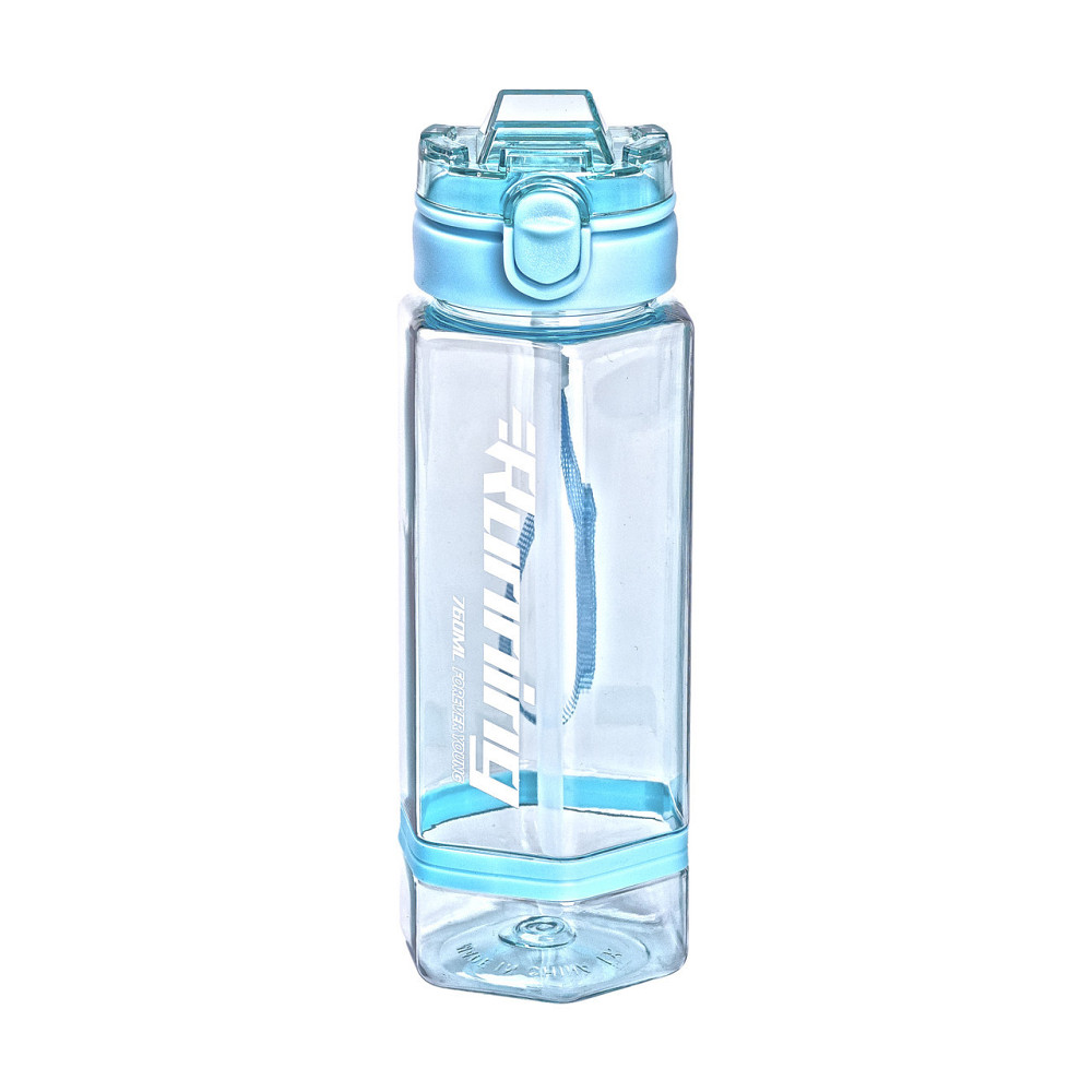 Голуба пляшка для води 760 мл з трубочкою та наклейками Київ - фото 4