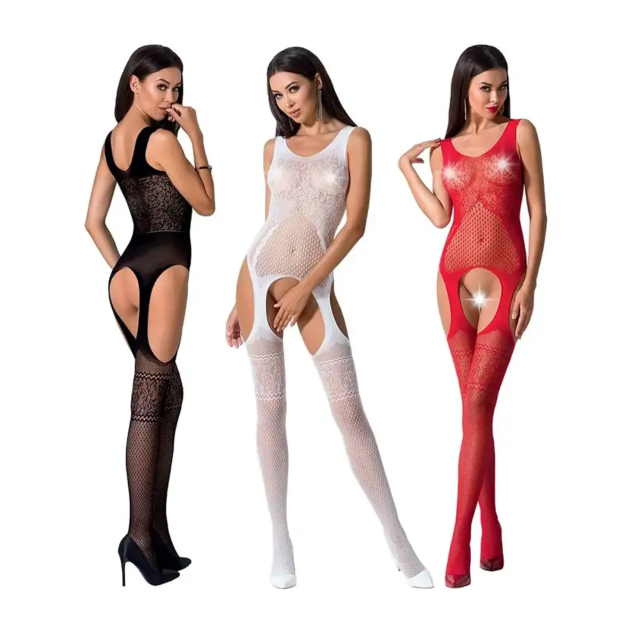 Бодістокінг Passion BS061 white, комбінезон, імітація панчох Львів - фото 3