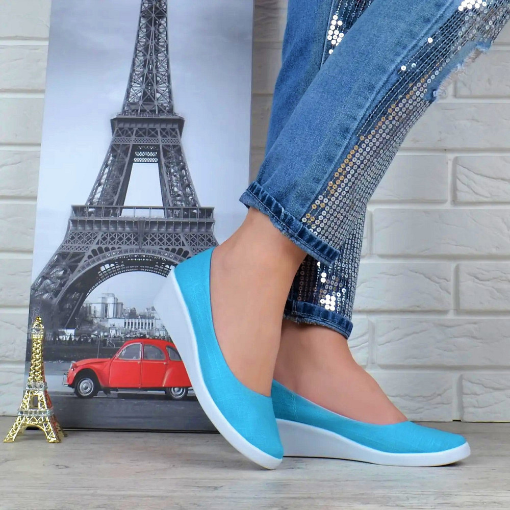 Женские Мокасины Голубые Балетки Туфли на Танкетке Бирюзовые (размеры: 37,38) Днепр - изображение 2