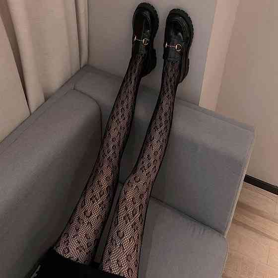 Женские черные колготки - сеточка с отделкой Черный 3 Одесса