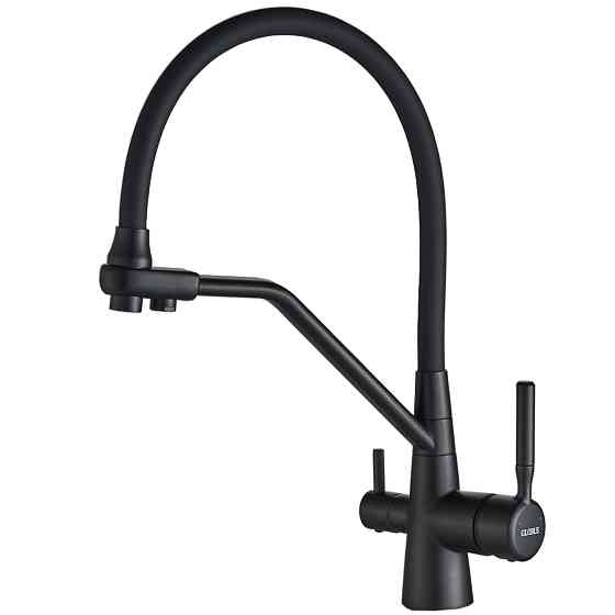 Змішувач для кухні під осмос Globus Lux GLLR-0800-10-01 гофрований  на гайці латунь, Чорний-Чорн Луцк