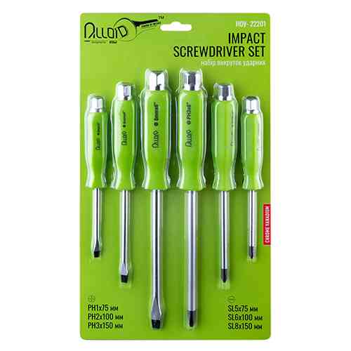 Набір викруток ударних хрест та шліц, 6 предм Alloid Одеса
