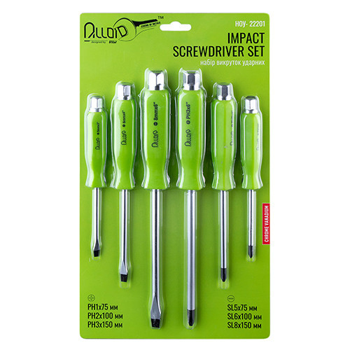 Набір викруток ударних хрест та шліц, 6 предм Alloid Одеса - фото 1