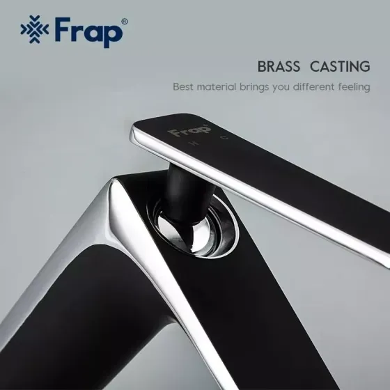 Змішувач для умивальника Frap F1057 чорний/хром Київ