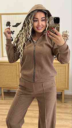 Женский теплый прогулочный костюм двойка: кофта и штаны вязка на трикотажной основе Мокко, 46/48 Одесса