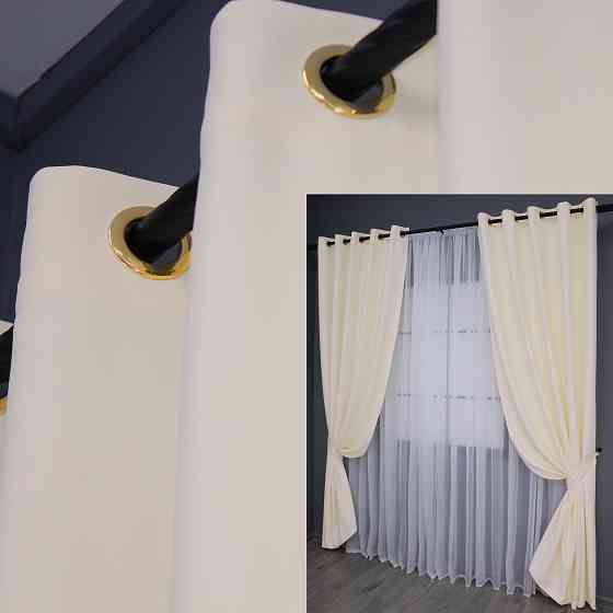 Комплект штор на люверсах VR-Textil Bagema Rvs № 1293ш Кремовый 150х250 см 2 шт (37-0023) Киев