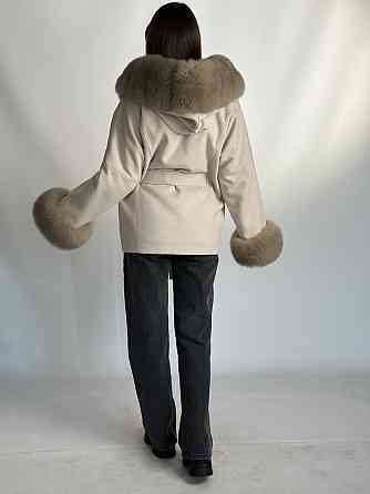 Пончо женское с мехом капюшон и манжеты Бежевый 54/56 Харьков