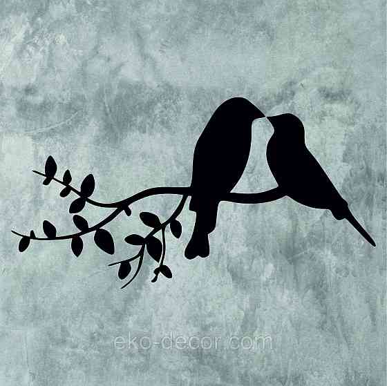 Декоративное настенное Панно «Две птички», Декор на стену 90*47 см, Черный Киев