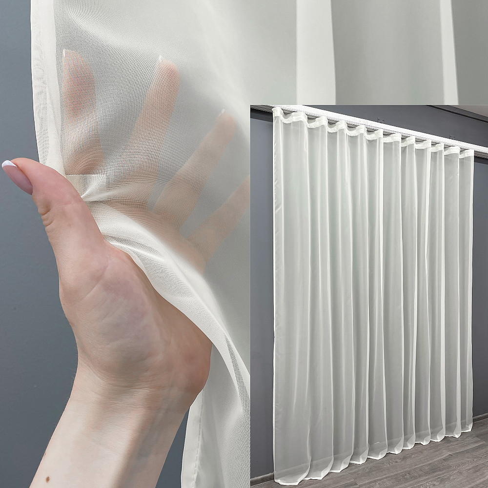 Тюль VR-Textil н105 Шифон однотонний Молочний 500х250 см (41-054) Київ - фото 1