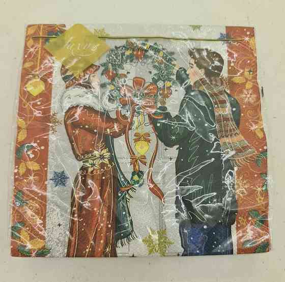 Новогодняя бумажная салфетка (ЗЗхЗЗ, 20шт) LuxyНГ Подготовка к Рождеству(1236) (1 пачка) Харьков