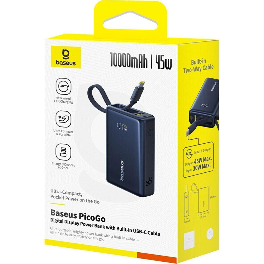 Павербанк 10000 mAh Baseus PicoGo 45W Cosmic P10076803123-00 швидка зарядка цифровий дисплей power bank повербанк Одеса - фото 6