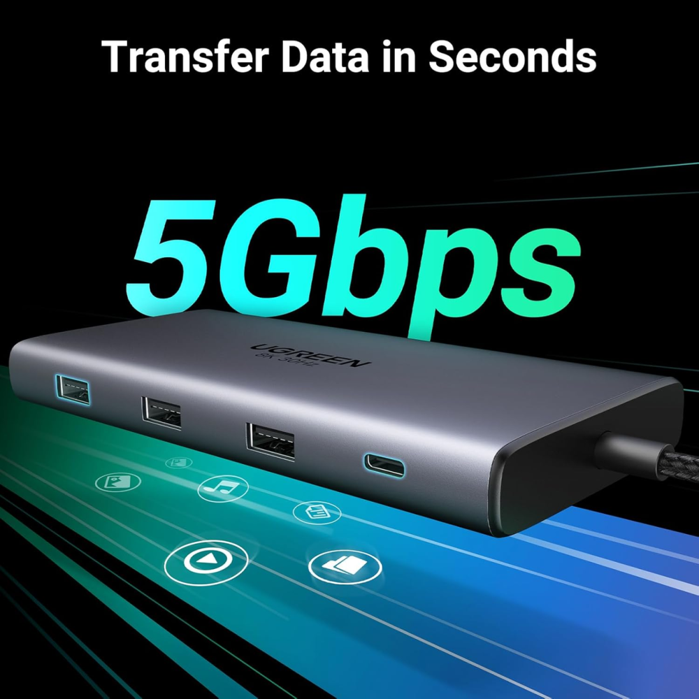 Usb Hub Док станция UGREEN Revodok Pro 210 USB-C 10-в-1, Dual HDMI 4K 60Hz, 8K, PD 100W, Ethernet Киев - изображение 7
