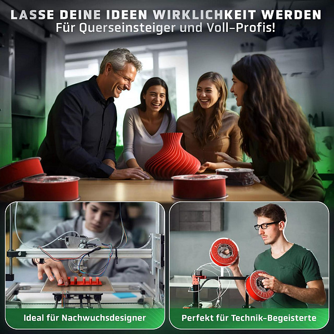 Красный филамент Vision 3D® PLA 1кг, 1.75м для 3D-принтеров, экологичный материал, удобный для модел Киев - изображение 4
