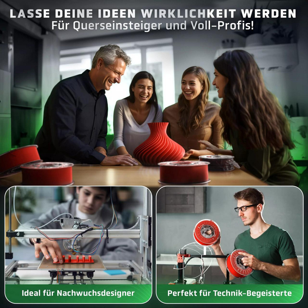 Червоний філамент Vision 3D® PLA 1кг, 1.75мм, для 3D-принтерів, екологічний матеріал, вдалий для моделювання Київ - фото 4