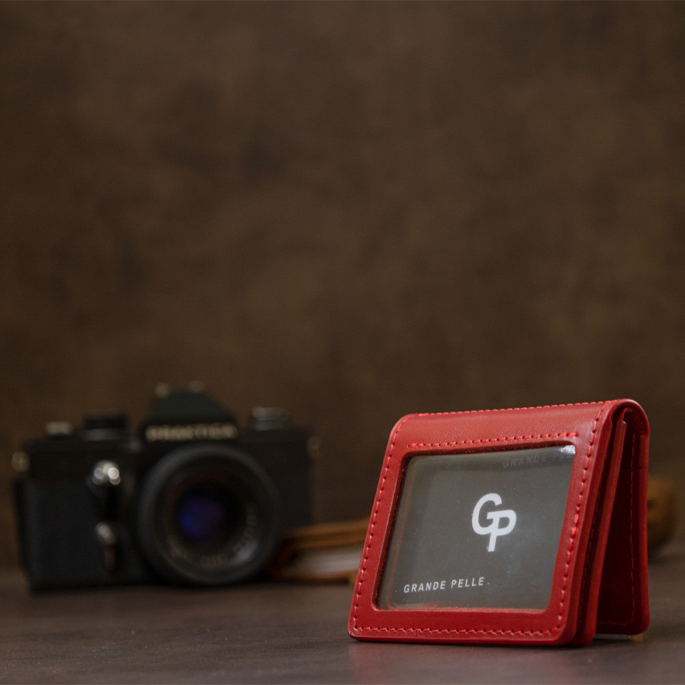 Шкіряна обкладинка для автодокументів GRANDE PELLE 11493 Червоний Київ - фото 2