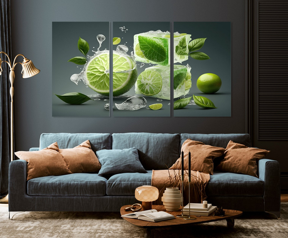 Модульна картина у вітальню/ спальню  Шматочки лайму   ART-134_3A Київ - фото 3
