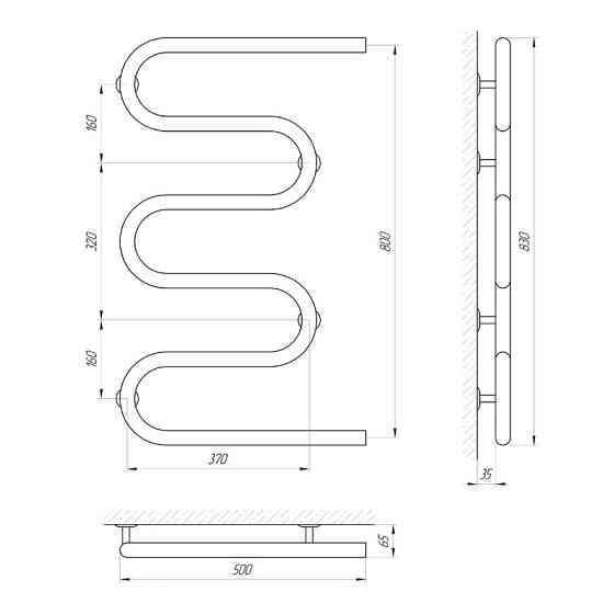 Сушарка для рушників Laris Змійовик 30 РС5 500 Х 800 1/2" Київ