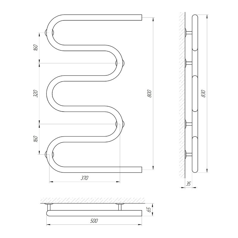 Сушарка для рушників Laris Змійовик 30 РС5 500 Х 800 1/2" Київ - фото 4